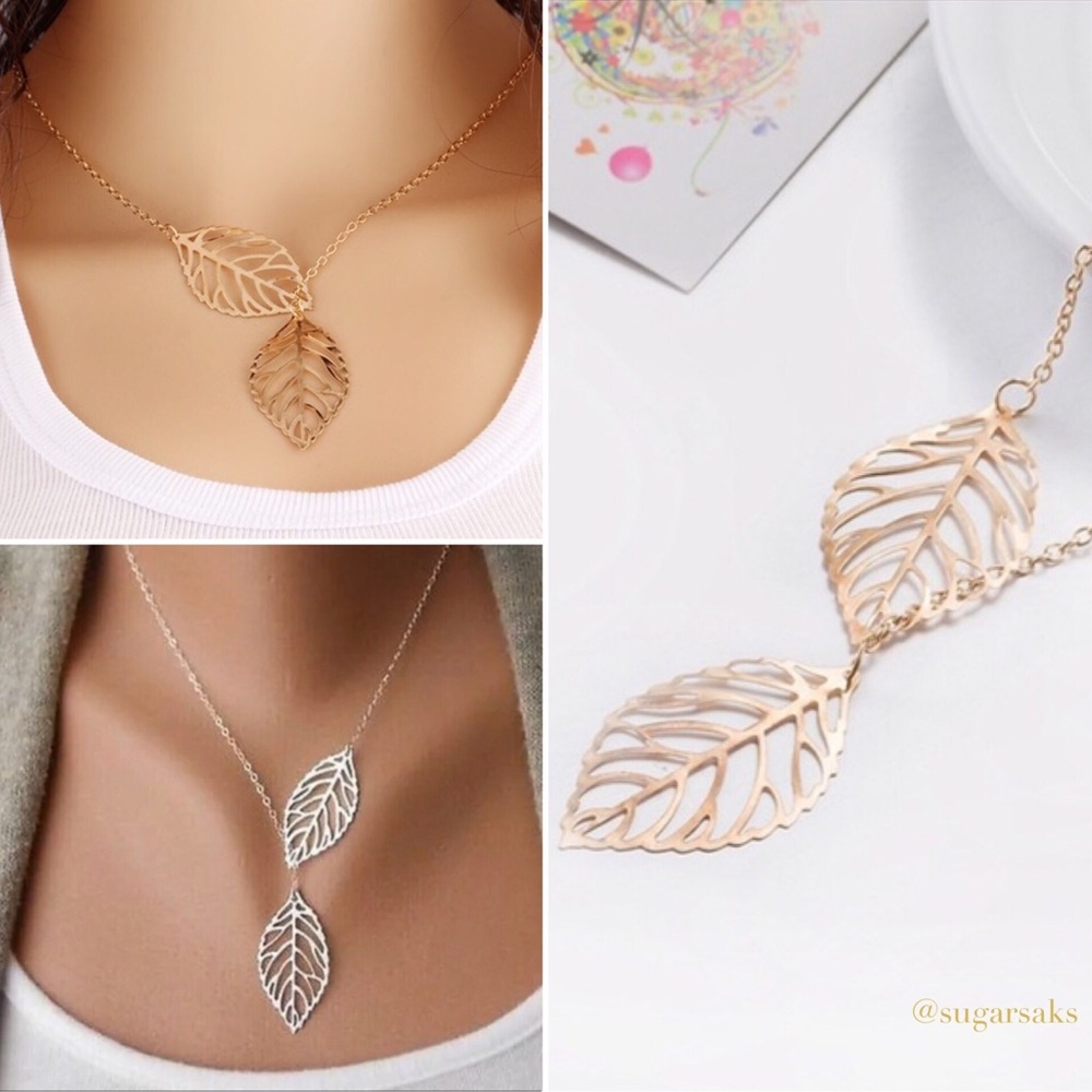 Lariat Leaf Pendant Necklace